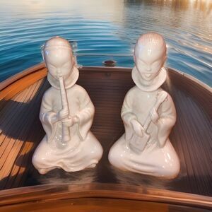 Vintage Ardalt Lenwile Verithin Japanese Musical Porcelain Figurines, Set Of 2